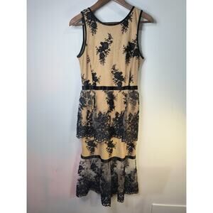 Forest Lily dress, size 8, NWT, nude w/black floral detail